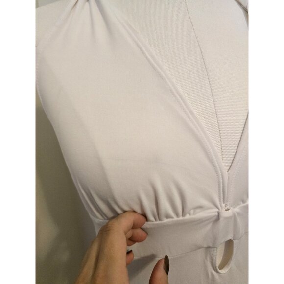 Vintage Y2K White Halter Top Cut Out V Neck Keyhole Cute Going Out Beach Sz M - Picture 4 of 8